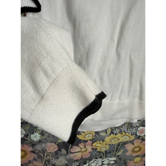 Halogen Womens XL Cream Ruffle Front Knit Sweater Long Sleeve Casual - Picture 6 of 7